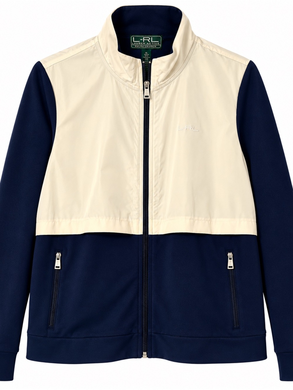 Lauren Ralph Lauren L-RL Womens XL Active Colorblock Full Zip Jacket Navy White